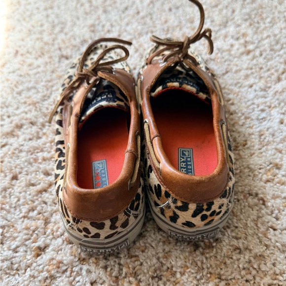 Sperry Leopard Haircalf Boat Shoes - Brown & Cream - Picture 2 of 3